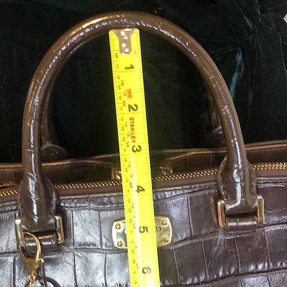 MICHAEL KORS Kellan Croc Embossed Brown Leather Satchel Crossbody Shoulder Bag - Picture 8 of 17